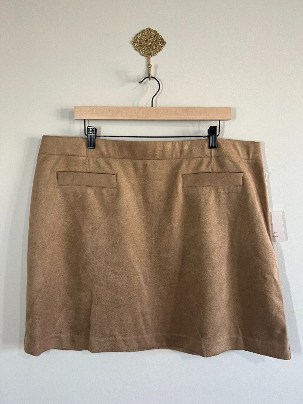 NWT LC Lauren Conrad Faux Suede Mini Skirt XXL Tan A-Line Neutral Chic